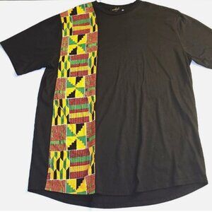 D'iyanu Authentic African Tribal Print Mens T-Shirt Black with Print XXL 2X 0008